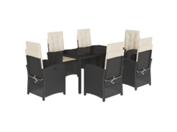 Conjunto de 7 Jantar para Jardim com Almofadões Vime Pe Preto MAISON EXCLUSIVE