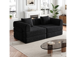 Sofá cama 2 em 1 Chenille Braço com Arrumação Estrutura Metal