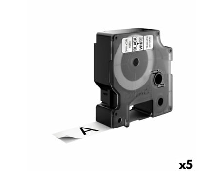 Cinta Laminada para Máquinas Rotuladoras DYMO D1 (Preto e Branco -5 Unidades - 19mm)