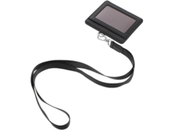 Lurelia Porta-crachá Portátil Com Cordão Em Couro Pu Preto Para Escritório