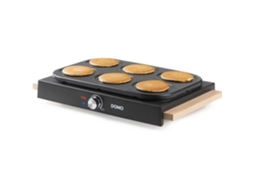 Ferro De Crepe, Domo, Do8717p, 1000 W, Faz 6 Crepes(11, 5 Cm De Diâmetro), Termostato Ajustável, Preto/ Madeira