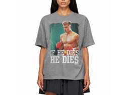 Rockinstone Rocky Movie Dies Distressed Heather Graphite Adult T-shirt Size:m