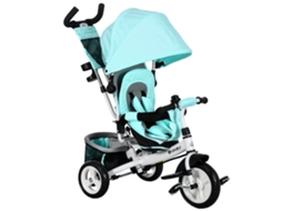 Triciclo bicicleta infantil com cesta traseira, suporte para copos, tolda solar, metal, verde | S/MARCA