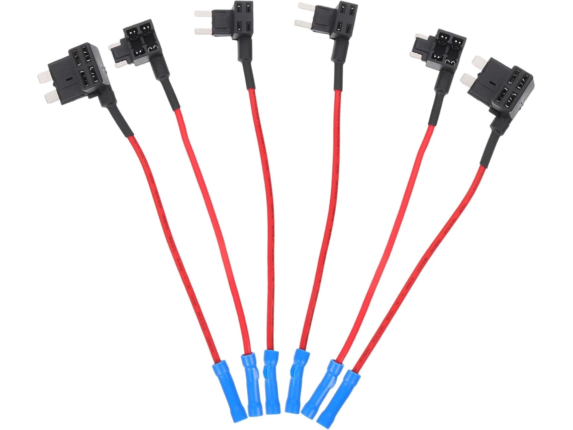 Conjunto De 6 Porta-fusíveis Automotivos Em Linha De 32v 10a Em Abs E Cobre Com Adaptador.