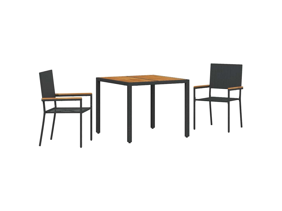 Maison Exclusive - Conjunto De Jantar Para Jardim 3 Pcs Preto Vime Pe