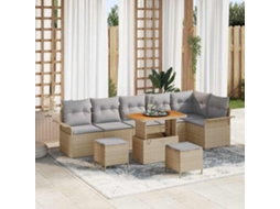 Vidaxl Conjunto De Sofá De Jardim 9 Pcs Bege E Cinza Claro