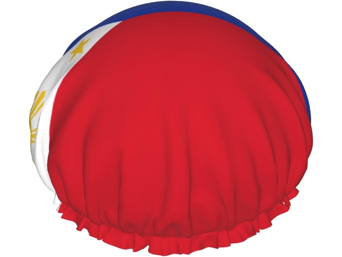 Touca De Banho Feminina Com A Bandeira Das Filipinas, Impermeável, Reutilizável, Com Cordão Elástico Lavável, Adequada