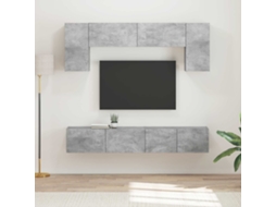 Vidaxl Conjunto De Móvel De Tv 4 Pcs Cinzento Madeira Processada
