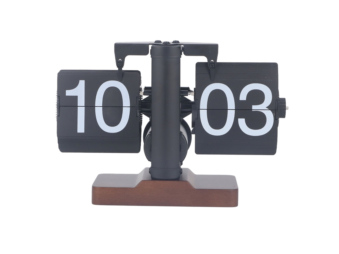 Walshlxq reloj de Flip Digital Mecánico Retro de Madera Flip Down para Dormitorio Oficina Negro 24 Horas