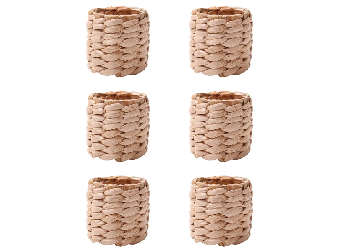 6 Unidades Anéis Guardanapos Bambu Natural Corda Cana Palha Milho
