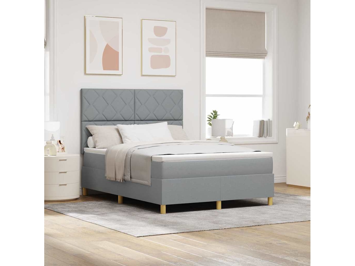 Vidaxl Cama Box Spring Led Cinzento-claro 160 X 200 Cm Tecido