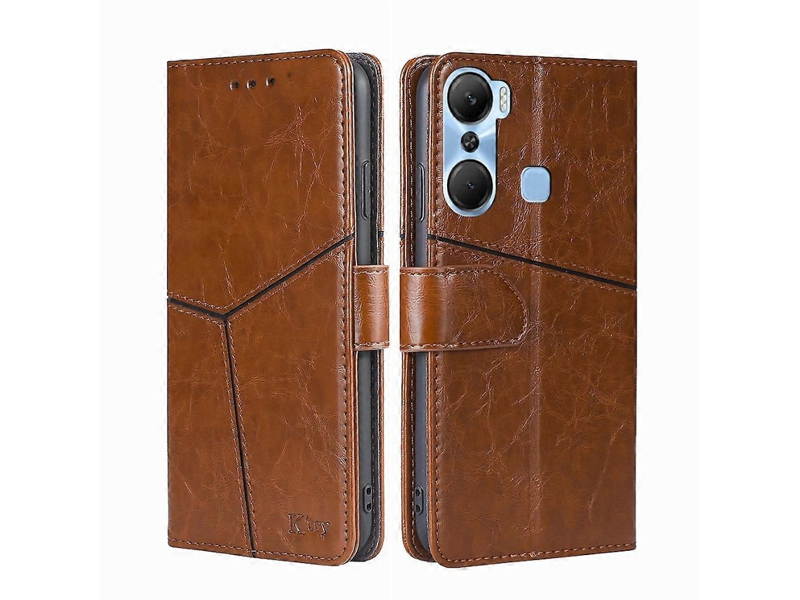 Capa De Celular Flip Em Couro Com Costura Geométrica Para Infinix Hot 12 Pro