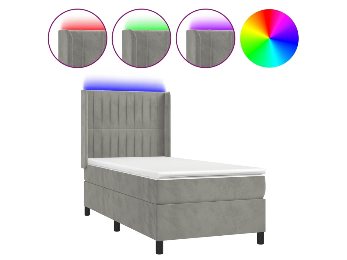 Box Spring Bed, Box Spring Beds Vidaxl Cinzeto Veludo (90 X 190 Cm)