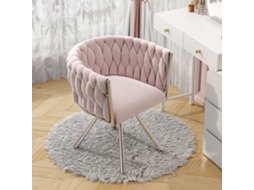 Cadeira De Veludo Para Toucador, 1 Peça, Cadeira Giratória 360° Para Quarto, Cadeira Giratória De Lazer, Cor-de-rosa.