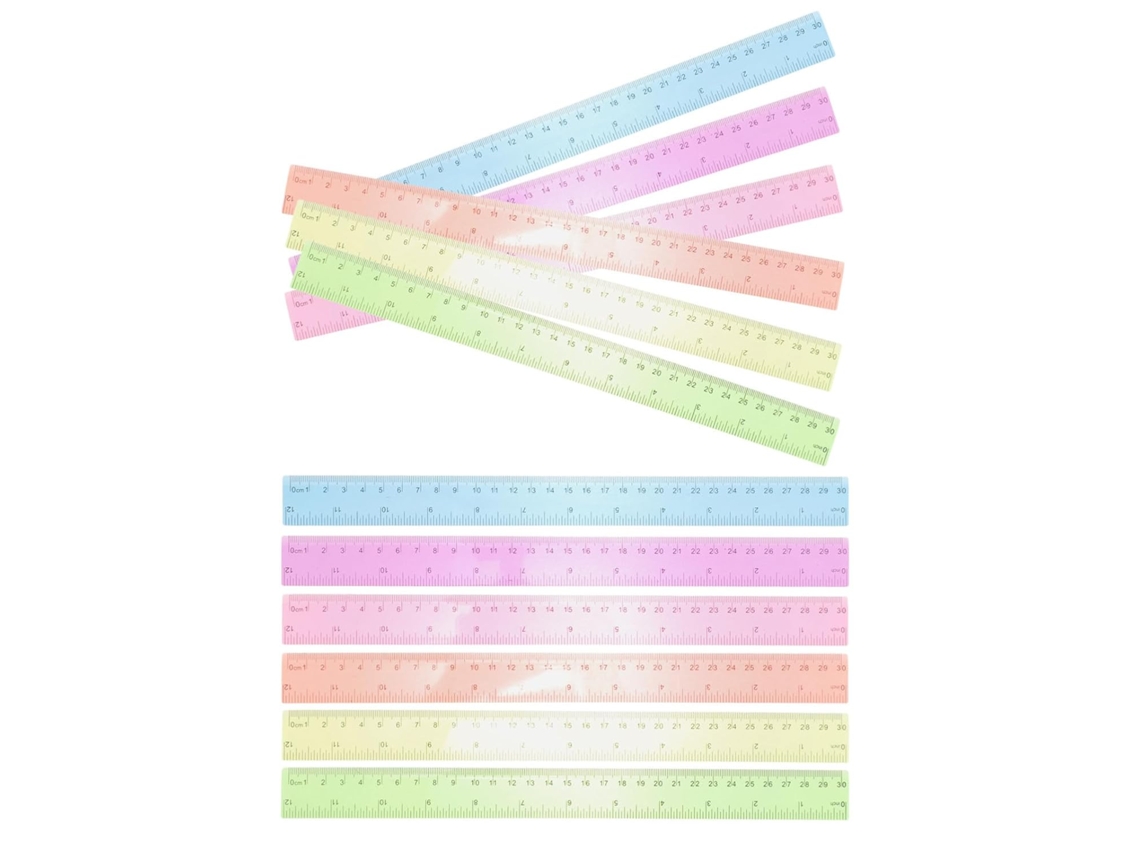 Conjunto De 12 Réguas Medição Plástico Transparente