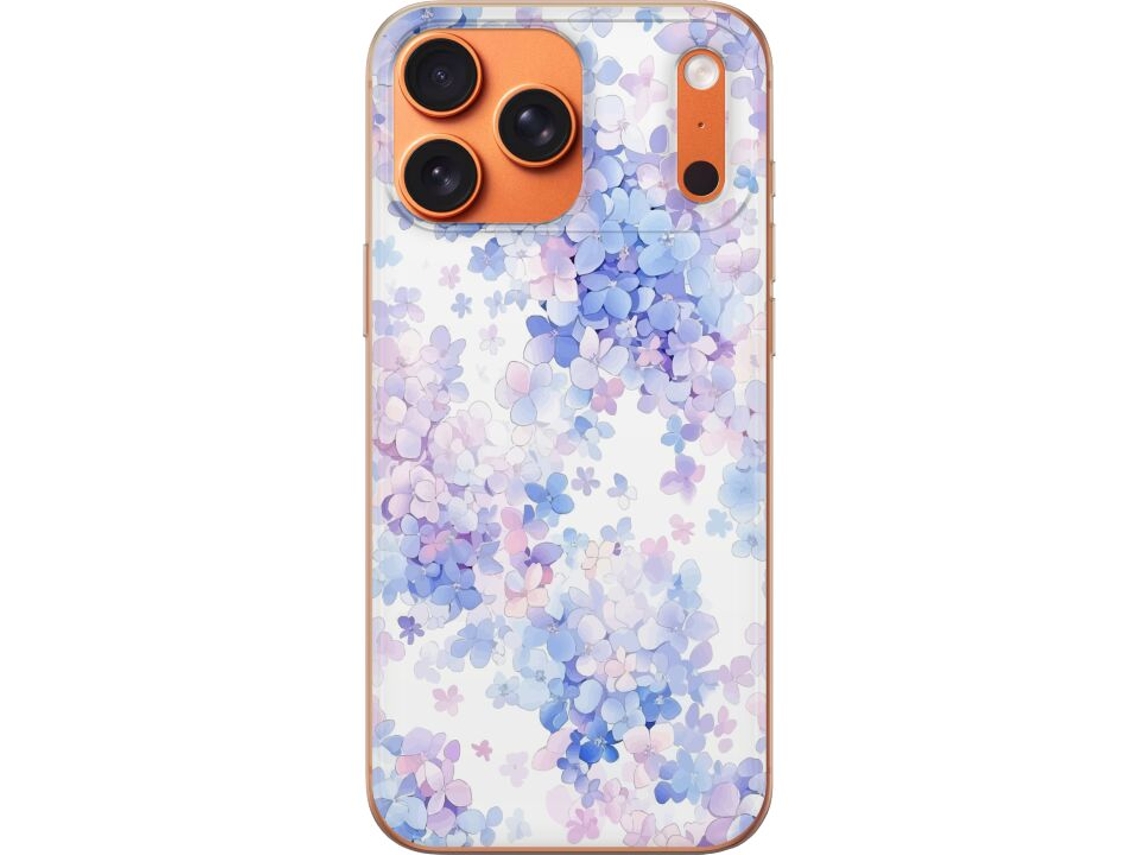 Capa Para Celular Compatível Com Apple Iphone 17 Pro Max. Estampa Floral Delicada Em Tons Pastel De Azul, Rosa E Roxo, Ilustração Suave E Romântica.