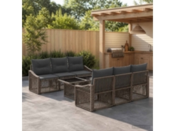 Vidaxl Conjunto De Sofá De Jardim 7 Unid. Cinza E Cinza Escuro Vime Pe