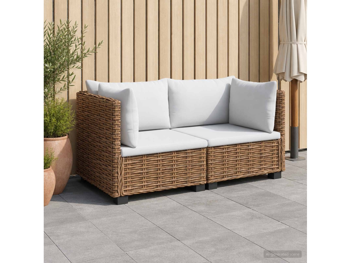 Vidaxl 2 Unid. Conjunto De Lounge Em Rattan Com Almofadas Gendt
