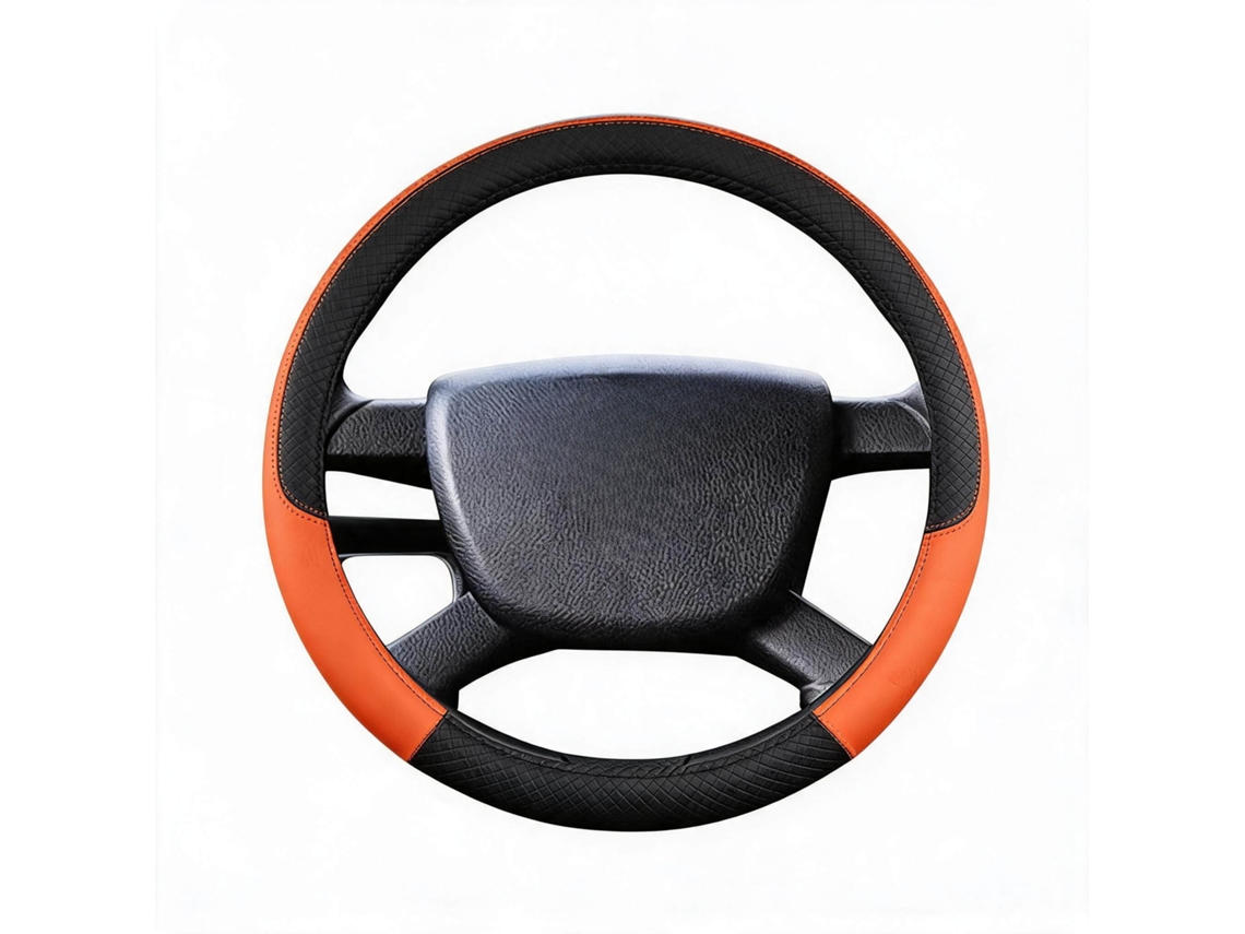 Capa Universal para Volante de Carro HENTEN HOME para Diâmetro de 38 Cm Material de Couro Respirável (laranja)