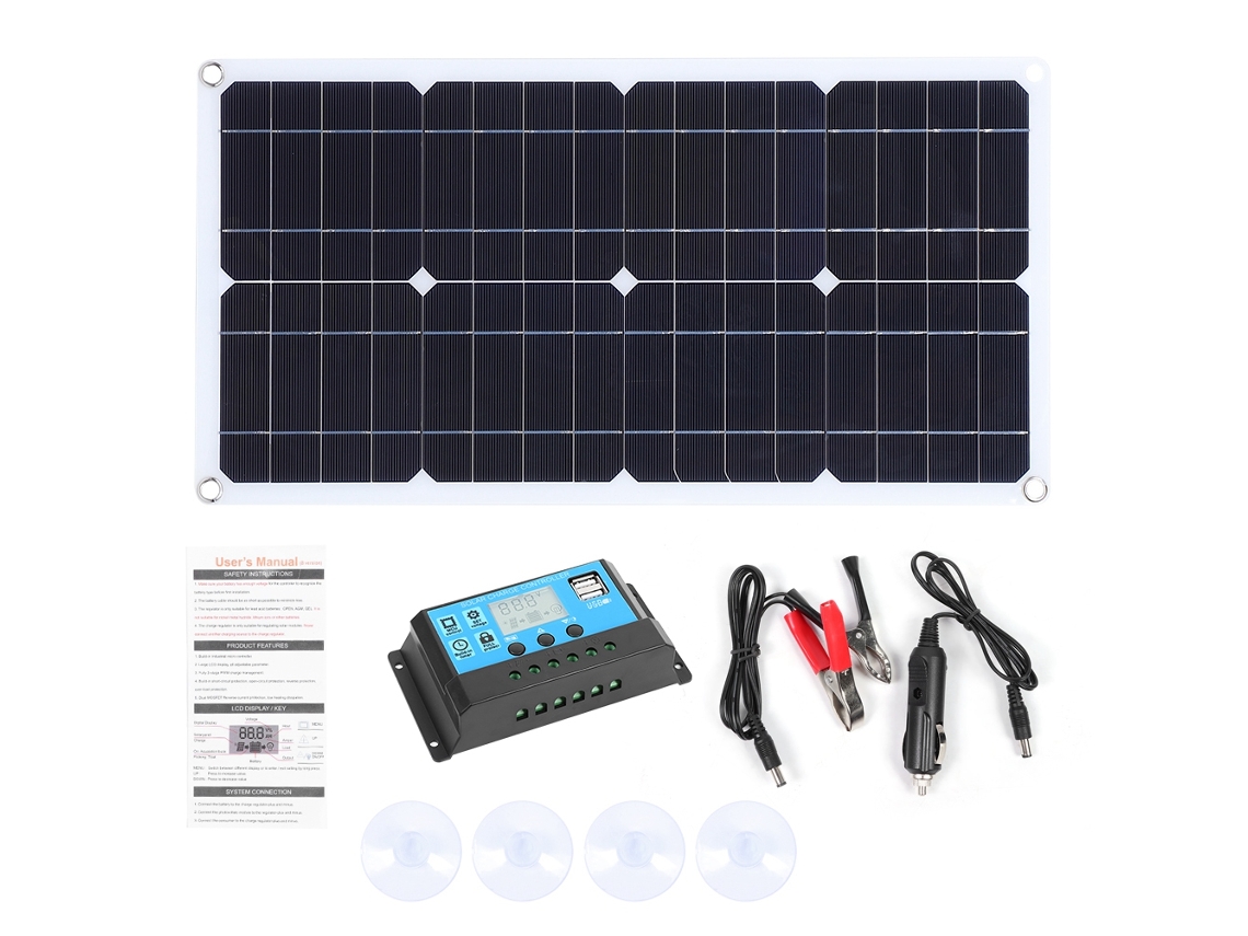 Painel solar monocristalino de 40 W e 5 V (semiflexível, compatível com controladores)