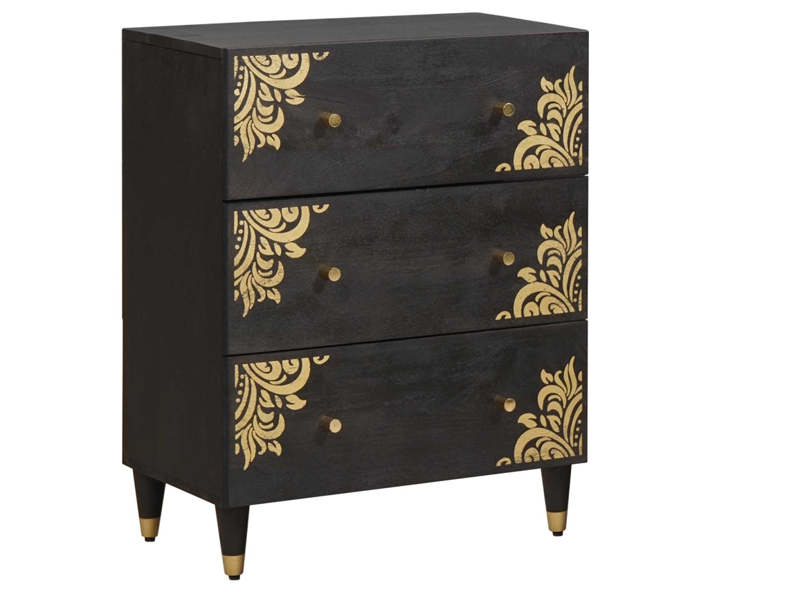 Vidaxl Buffet Preto 60 X 33 X 75 Cm Madeira De Manga Maciça