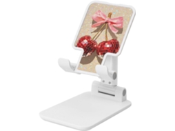 Suporte Dobrável Para Celular Com Duas Cerejas E Laço Rosa, Formato De Bola Discoteca Ângulo E Altura Ajustáveis Suporte