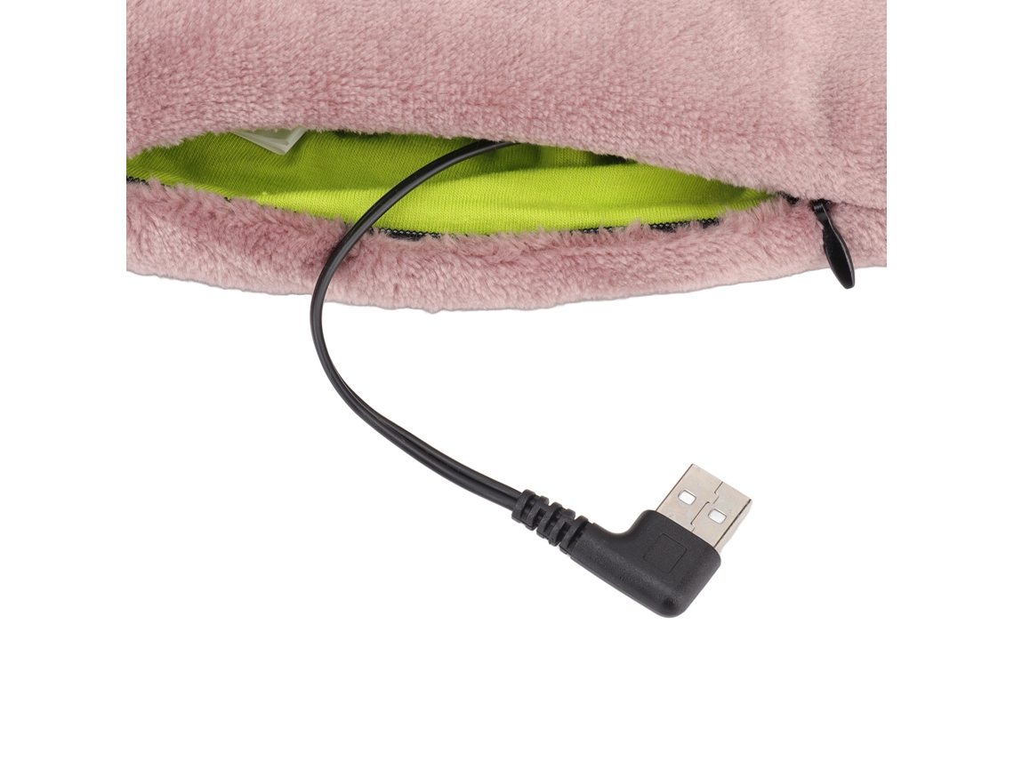 Usb Heated Neck Wrap (soft, Warm Light Brown, Vibration Massage) Eoocoo