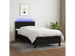 Cama Box Spring C/ Colchão E Led 80x200 Cm Tecido Preto