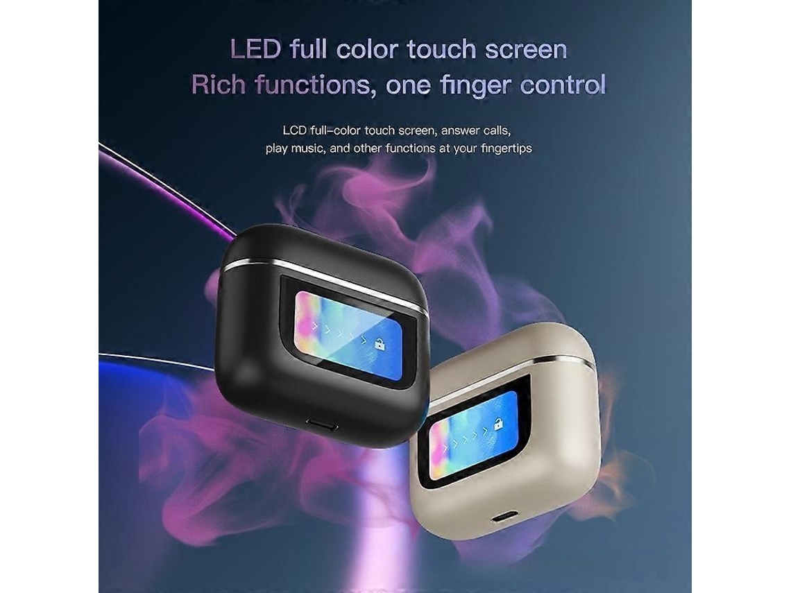 Fones De Ouvido Sem Fio Bluetooth Com Tela Sensível Ao Toque Colorida Anc E Lcd Com Cancelamento De Ruído Ativo Ly Ebike