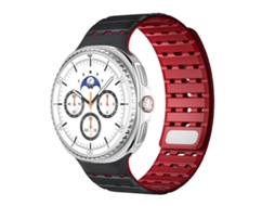 Bracelete para Samsung Galaxy Watch 8 / 8 Classic Silicone Magnético Respirável Preta e Vermelha XIAOMOYU