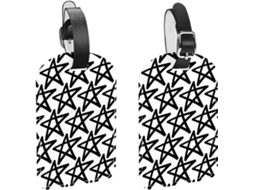 Conjunto De 2 Etiquetas Viagem E Bagagem Masculinas Design Desenhado À Mão Estampa Estrelas Em Preto Branco Material Pu