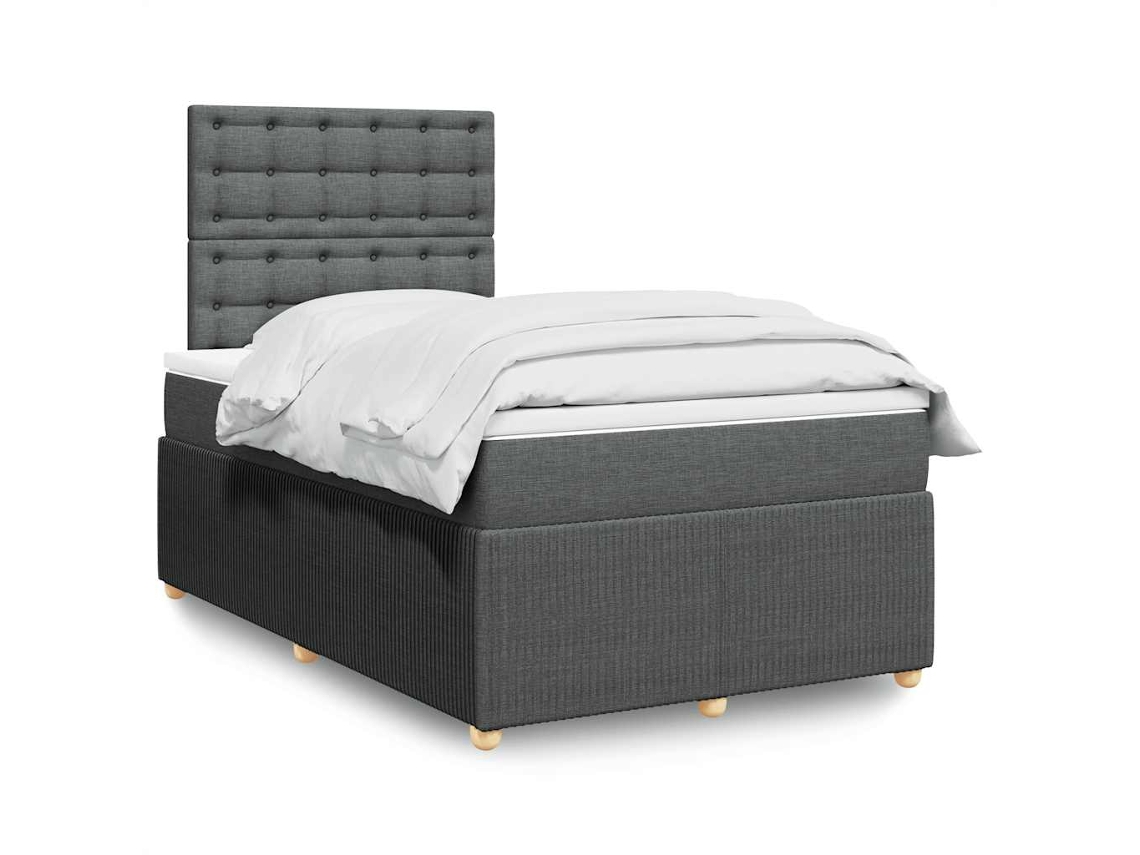 Vidaxl Cama Boxspring Com Colchão 120x190 Cm Tecido Cinzento-escuro