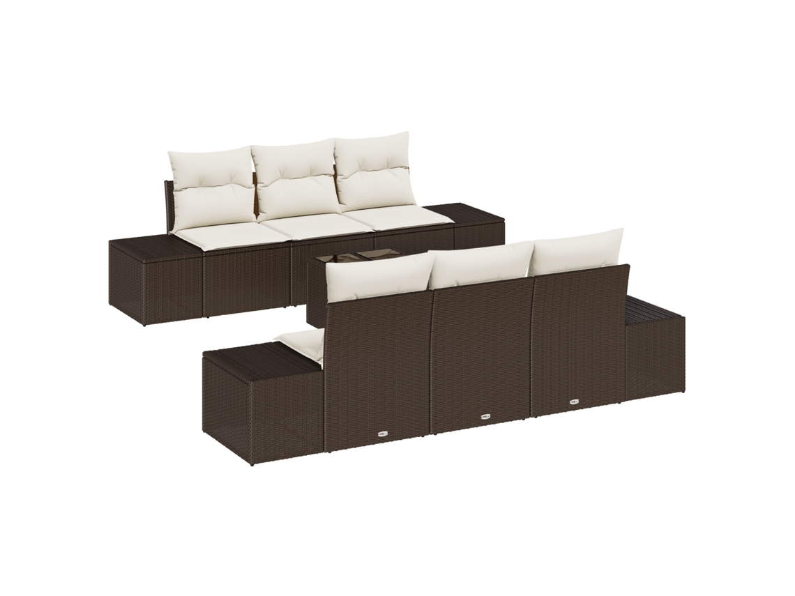 Conjunto 8 Conjunto De Móveis Para Exterior Vidaxl Castanho Vime Pe (239 X 62 X 69 Cm)