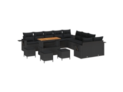 Conjunto 14 Conjunto De Móveis De Jardim Vidaxl Preto Vime Pe (110 X 55 X 71 Cm)