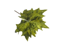Folha Artificial Natalina De Teco Seda E Metal Decorativa