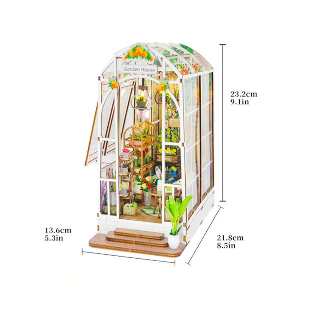Kit Diy para Cantinho de Leitura 3d em Madeira "área de Descanso com Flores" Mini Casa de Jardim MDUG