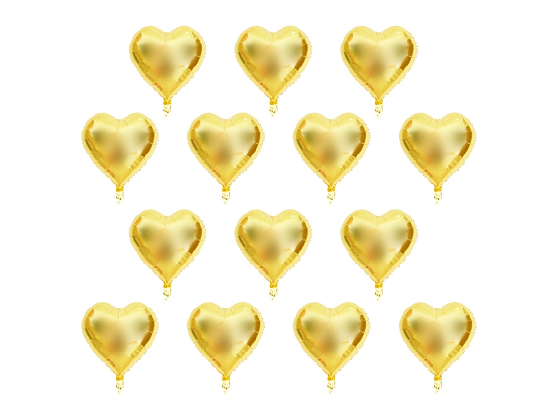 Balões de Alumínio Coração Dourado 10" para Festas e Casamento com MARCA