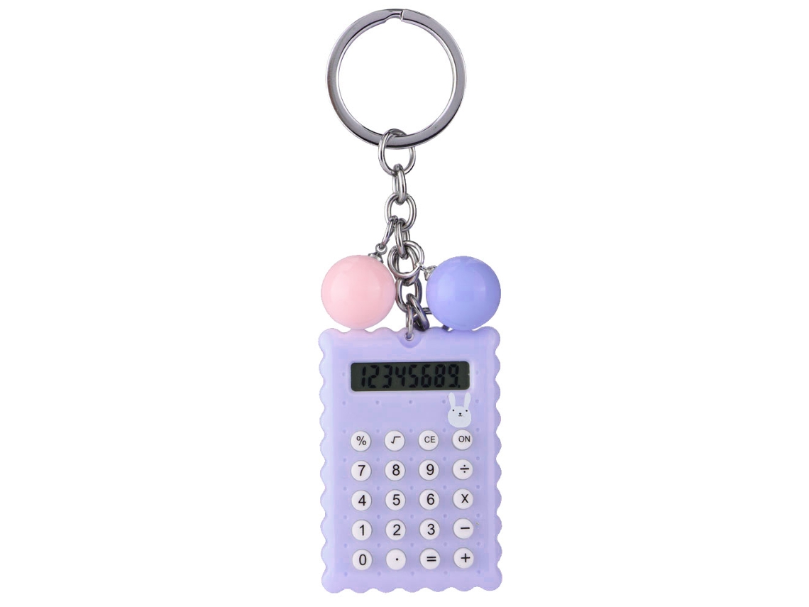 Mini Portátil Fofo Chaveiro Calculadora Estilo Biscoito Para Crianças Roxo