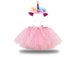Fasst Disfraz de Unicornio Princesa com Falda Tutú Arcoíris Diadema Niñas Carnaval