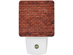 Luminária de parede LED com desligamento automático, sensor crepuscular e design em vermelho Tijolo, ideal para uso noturno.