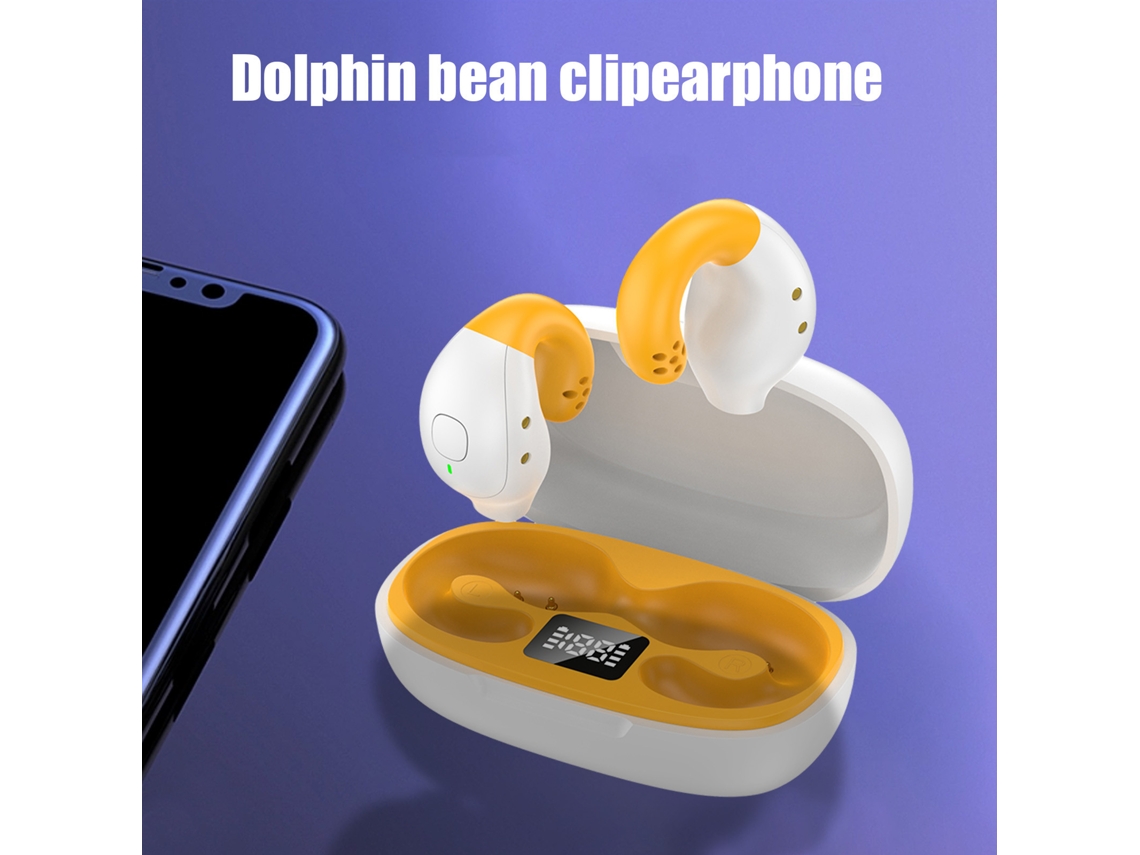 Auriculares Bluetooth Sem Fio Condução Óssea Clipe de Orelha Não na