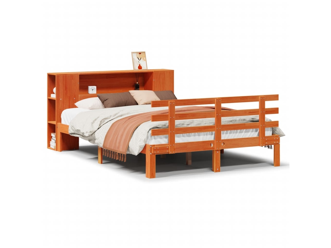 Bookcase Bed, Bookcase Beds Vidaxl Marrom Madeira De Pinho (140 X 190 Cm)