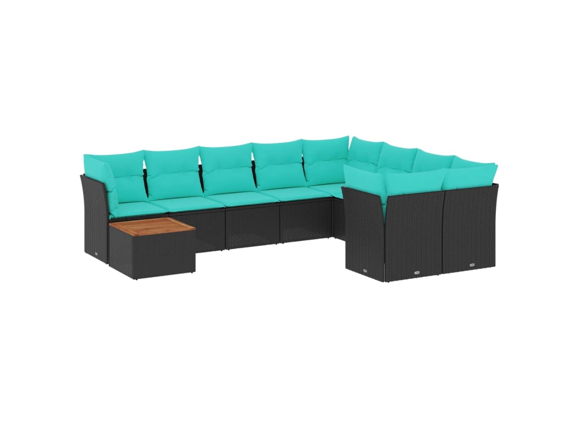 Maison Exclusive - 10 Pcs Conjunto De Sofás P/ Jardim C/ Almofadões Vime Pe Preto