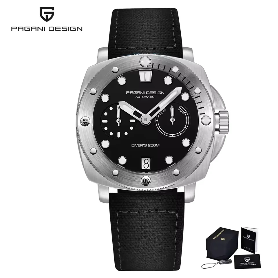 Relógio De Mergulho Mecânico Automático Masculino (preto), Resistente À Água, Com Luxuoso Cristal De Safira.