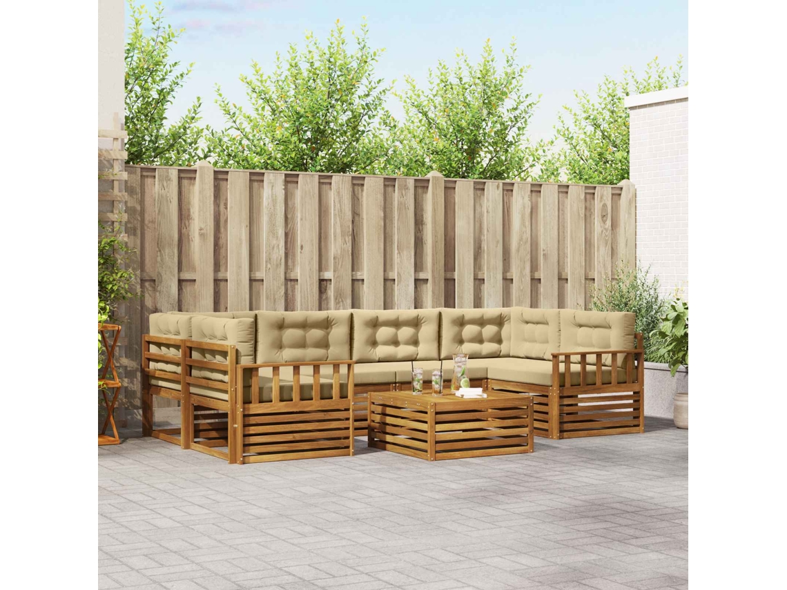 Vidaxl Conjunto De Sofás Para Exterior 7 Unid. Natural E Bege