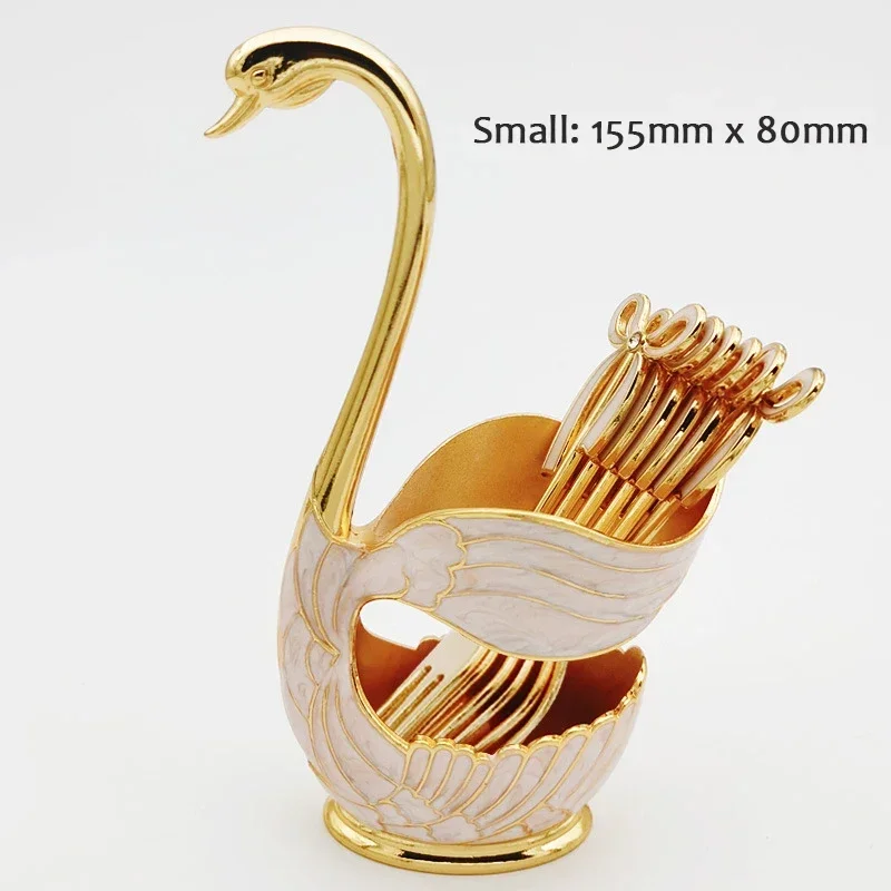 Porta talheres em Formato de Cisne, Armazenamento Luxuoso de Talheres, Decoração Elegante para Cozinha. MDUG (rosa, 6 Garfos)