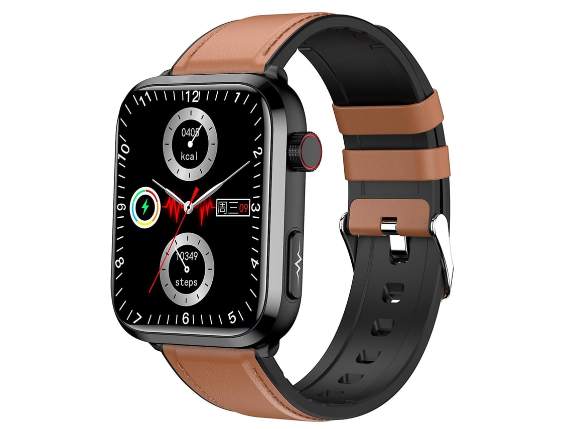 Relógio inteligente com pulseira de couro à prova d'água IP68 e tela IPS de 1,91 polegadas VONKELIOS