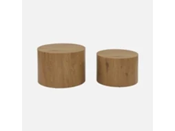 Mesa de Centro Redonda com Efeito de Encaixe Set de 2 Natural SWEEEK