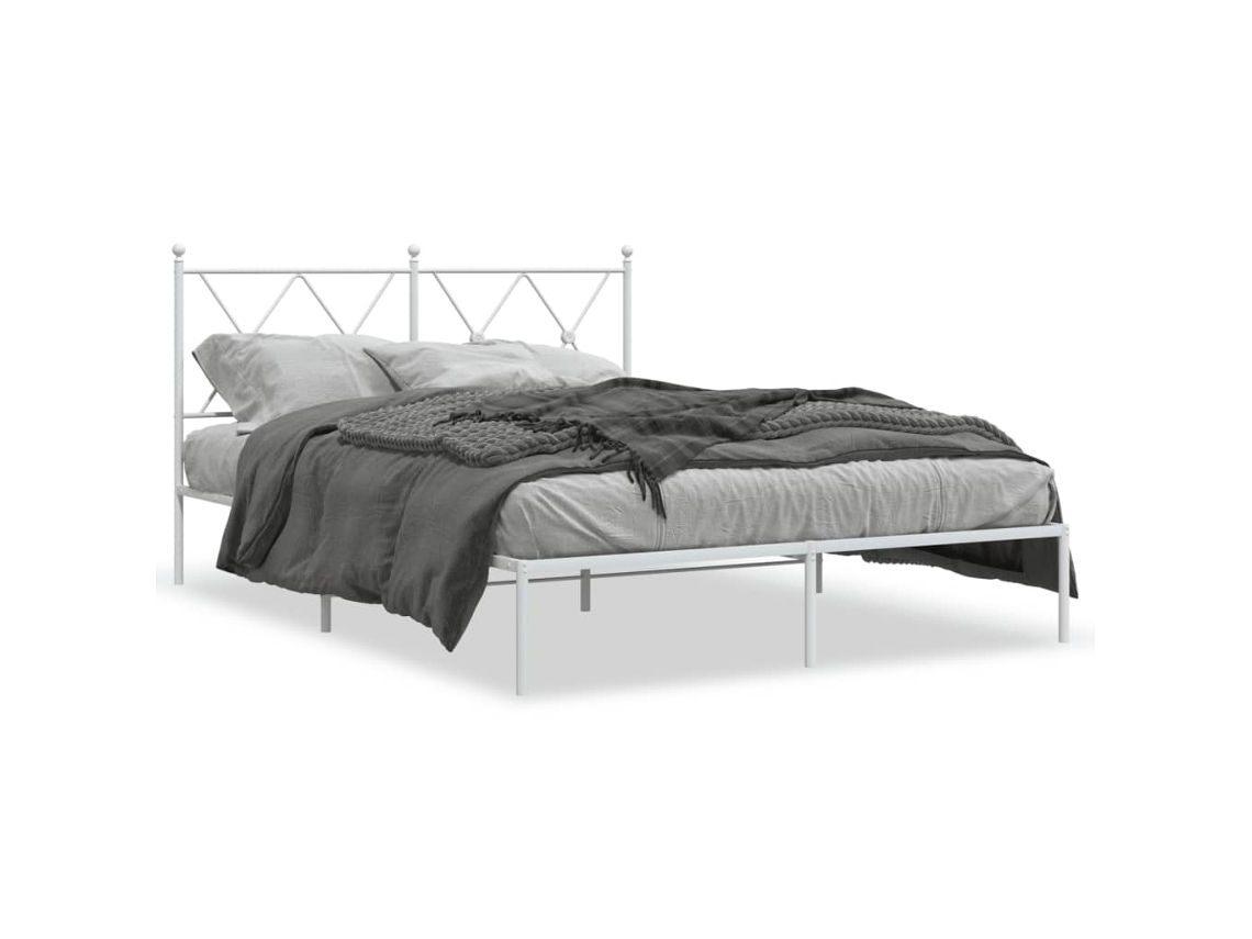 Bed Frame, Bed Frames Vidaxl Branco Aço (135 X 190 Cm)