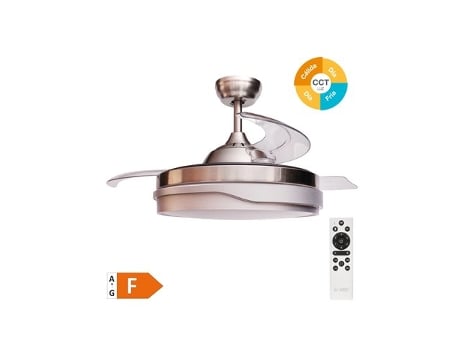 Ventilador De Teto Lentini Com Luz Led Regulável E Controle Remoto Cor Níquel Niaros (36w 3cct 3547lm Com Pás Retráteis)